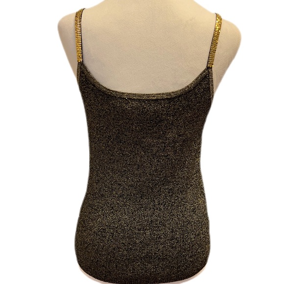 NWOT MICHELLE ANTONELLI womens M silk blend black metallic tank top - Picture 4 of 10
